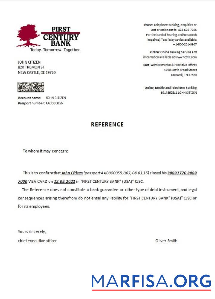 Downloadable USA First Century closure reference template